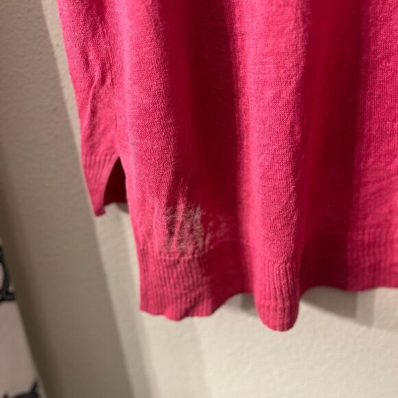 Eileen Fisher Hot Pink Linen Oversized medium Linen Tunic Style Sweater - Picture 8 of 12
